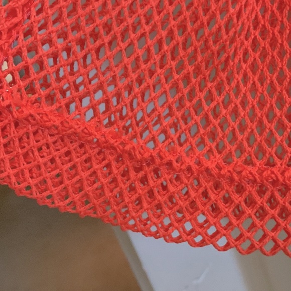 EUC Adorable Vintage Orange Fishnet & Elastic Black Waist Mini Skirt SZ SMALL - Picture 5 of 5